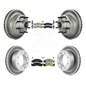 Front Rear Semi-Metallic Pad Coat Disc Brake Rotors Hub Kit For Ford Econoline Super Duty KGA-105540