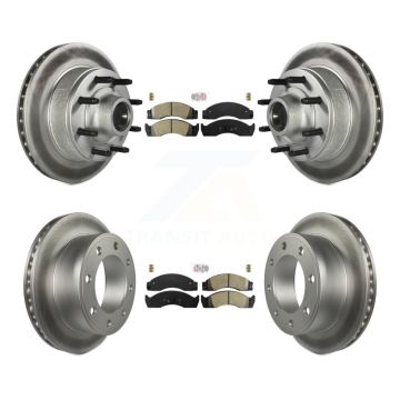 Front Rear Semi-Metallic Pad Coat Brake Rotor Hub Kit For Ford E-450 Econoline Super Duty KGA-105542