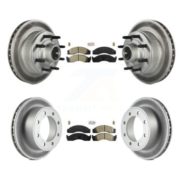 Front Rear Semi-Metallic Pad Coat Brake Rotor Hub Kit For Ford E-450 Econoline Super Duty KGA-105543