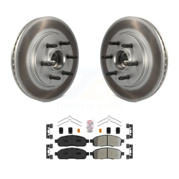 Front Coat Disc Brake Rotors Hub Semi-Metallic Pad Kit For Ford F-150 Lincoln Mark LT RWD KGA-105544