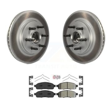 Front Coat Disc Brake Rotors Hub Semi-Metallic Pad Kit For Ford F-150 Lincoln Mark LT RWD KGA-105545