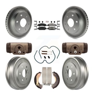 Front Rear Disc Brake Rotor Semi-Metallic Pad & Coated Drum Kit (9Pc) For GMC Sierra 1500 KGA-105552