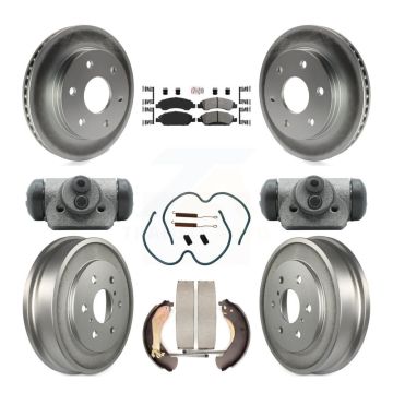 Front Rear Disc Brake Rotor Semi-Metallic Pad & Coated Drum Kit (9Pc) For GMC Sierra 1500 KGA-105553