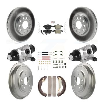 Front Rear Disc Brake Rotors Semi-Metallic Pad Coated Drum Kit (9Pc) For Volkswagen Jetta KGA-105556
