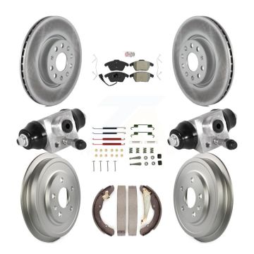 Front Rear Disc Brake Rotors Semi-Metallic Pad Coated Drum Kit (9Pc) For Volkswagen Jetta KGA-105557