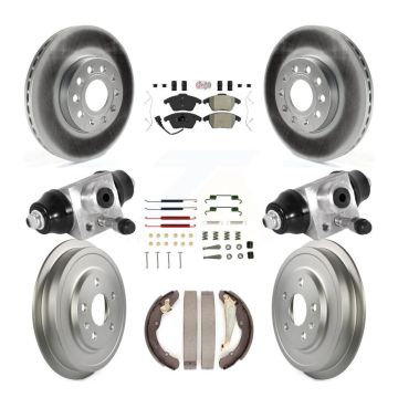 Front Rear Disc Brake Rotors Semi-Metallic Pad Coated Drum Kit (9Pc) For Volkswagen Jetta KGA-105558