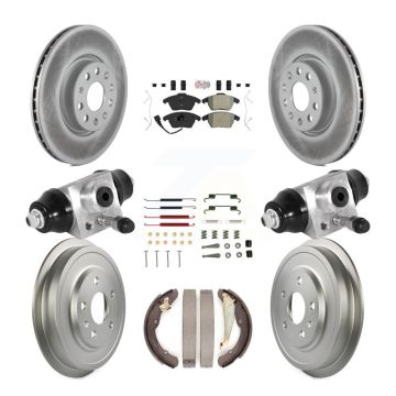 Front Rear Disc Brake Rotors Semi-Metallic Pad Coated Drum Kit (9Pc) For Volkswagen Jetta KGA-105559
