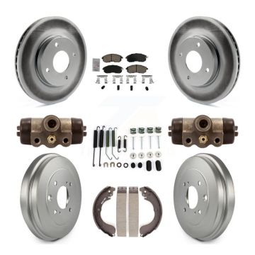Front Rear Disc Brake Rotors Ceramic Pads And Coated Drum Kit (9Pc) For Nissan Versa KGA-105560