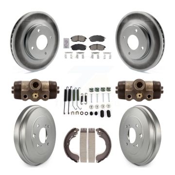 Front Rear Disc Brake Rotors Ceramic Pads And Coated Drum Kit (9Pc) For Nissan Versa KGA-105561
