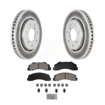 Front Coated Disc Brake Rotors Ceramic Pad Kit For 2010-2014 Ford F-150 With 7 Lug Wheels KGA-105634