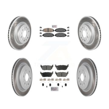 Front Ceramic Rear Semi-Metallic Pads And Coated Disc Brake Rotors Kit For Ram 1500 KGA-105664