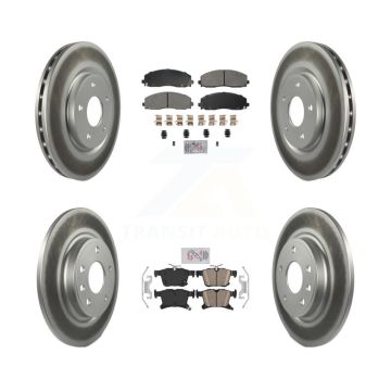 Front Semi-Metallic Rear Ceramic Pad & Coated Brake Rotor Kit For Chrysler Pacifica Grand KGA-105676
