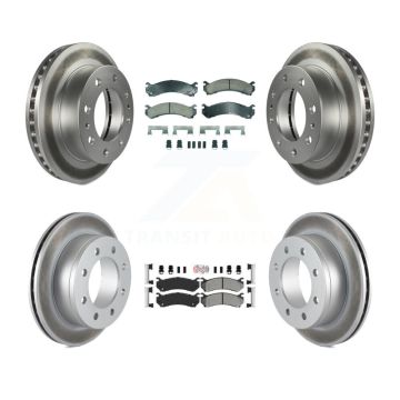 Front Ceramic Rear Semi-Metallic Pad Coated Brake Rotor Kit For Chevrolet GMC Sierra 2500 KGA-105688
