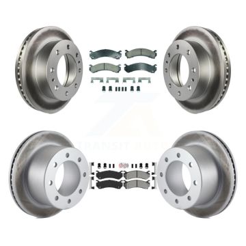 Front Ceramic Rear Semi-Metallic Pad & Coated Brake Rotor Kit For GMC Sierra 3500 Classic KGA-105695