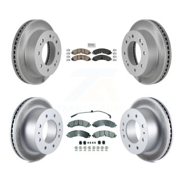 Front Ceramic Rear Semi-Metallic Pad Coated Brake Rotor Kit For GMC Chevrolet Sierra 2500 KGA-105701