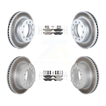 Front Rear Semi-Metallic Pad Coated Brake Rotor Kit For Ford F-450 Super Duty F-550 CF500 KGA-105704