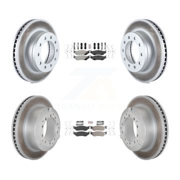 Front Rear Semi-Metallic Pad Coated Brake Rotor Kit For Ford F-450 Super Duty F-550 CF500 KGA-105705