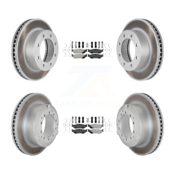 Front Rear Semi-Metallic Pads And Coated Disc Brake Rotors Kit For Ford F-450 Super Duty KGA-105748