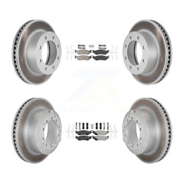 Front Rear Semi-Metallic Pads And Coated Disc Brake Rotors Kit For Ford F-450 Super Duty KGA-105749