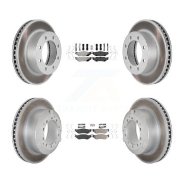 Front Rear Semi-Metallic Pads And Coated Disc Brake Rotors Kit For Ford F-450 Super Duty KGA-105750