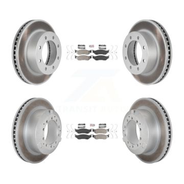 Front Rear Semi-Metallic Pads And Coated Disc Brake Rotors Kit For Ford F-450 Super Duty KGA-105751