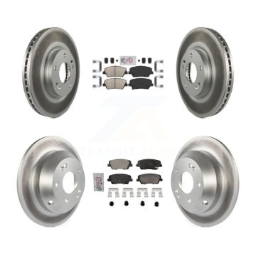 Front Rear Ceramic Pads And Coated Disc Brake Rotors Kit For Hyundai Santa Fe Kia Sorento KGA-105753
