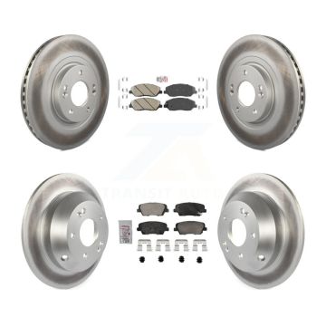 Front Rear Ceramic Pad Coated Disc Brake Rotor Kit For 2013-2016 Hyundai Santa Fe XL 3.3L KGA-105757