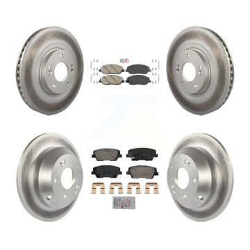 Front Rear Ceramic Pad Coated Disc Brake Rotor Kit For 2013-2016 Hyundai Santa Fe XL 3.3L KGA-105759