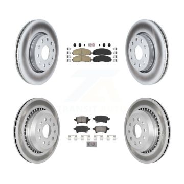 Front Rear Ceramic Pads And Coated Disc Brake Rotors Kit For 2020-2023 Jeep Gladiator KGA-105786