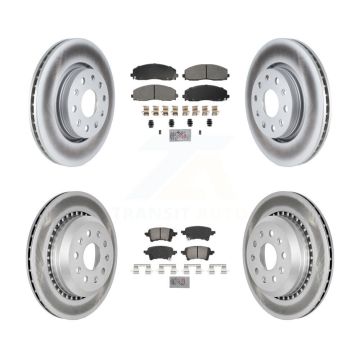 Front Semi-Metallic Rear Ceramic Pad Coated Brake Rotors Kit For 2020-2023 Jeep Gladiator KGA-105788