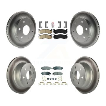 Front Ceramic Rear Semi-Metallic Pad & Coated Brake Rotor Kit For GMC Sierra 1500 Classic KGA-105807