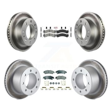 Front Rear Semi-Metallic Pads And Coated Disc Brake Rotors Kit For 2001 GMC Sierra 3500 KGA-105810