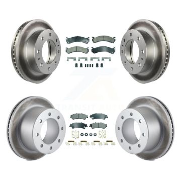 Front Ceramic Rear Semi-Metallic Pad Coated Disc Brake Rotor Kit For 2001 GMC Sierra 3500 KGA-105812