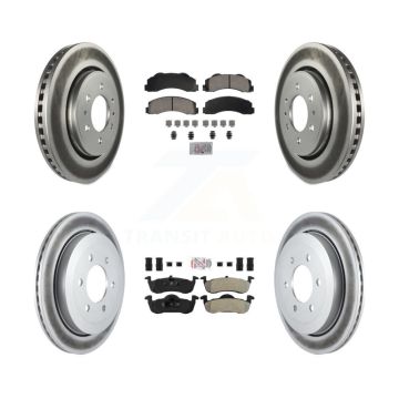 Front Ceramic Rear Semi-Metallic Pad & Coated Brake Rotor Kit For Ford Expedition Lincoln KGA-105814