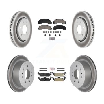 Front Ceramic Rear Semi-Metallic Pads And Coated Disc Brake Rotors Kit For Ford F-150 KGA-105824