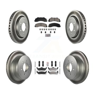 Front Ceramic Rear Semi-Metallic Pads And Coated Disc Brake Rotors Kit For Ford F-150 KGA-105825