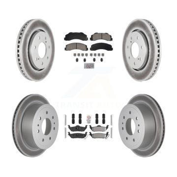 Front Ceramic Rear Semi-Metallic Pads And Coated Disc Brake Rotors Kit For Ford F-150 KGA-105826