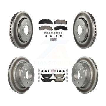 Front Ceramic Rear Semi-Metallic Pads And Coated Disc Brake Rotors Kit For Ford F-150 KGA-105840