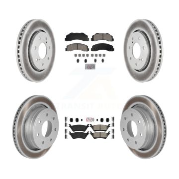 Front Ceramic Rear Semi-Metallic Pads And Coated Disc Brake Rotors Kit For Ford F-150 KGA-105841