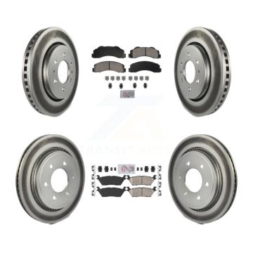Front Rear Ceramic Pad Coated Brake Rotors Kit For Ford F-150 With Electric Parking KGA-105842