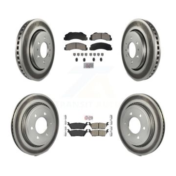 Front Rear Ceramic Pad Coated Brake Rotors Kit For Ford F-150 With Electric Parking KGA-105843