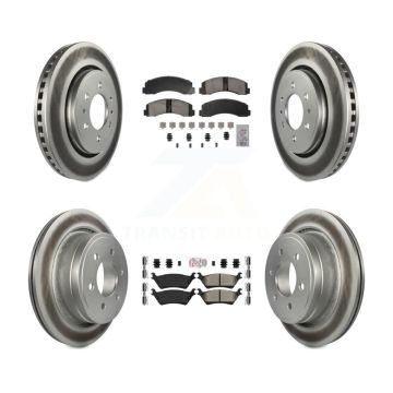 Front Ceramic Rear Semi-Metallic Pads And Coated Disc Brake Rotors Kit For Ford F-150 KGA-105850