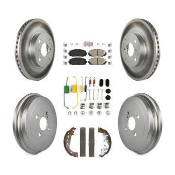 Front Rear Disc Brake Rotors Ceramic Pads And Coated Drum Kit (7Pc) For Toyota Yaris KGA-105910