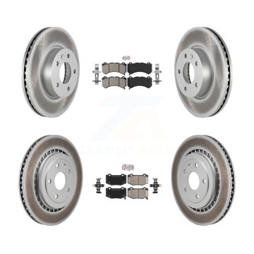 Front Semi-Metallic Rear Ceramic Pad Coated Disc Brake Rotors Kit For 2017 Cadillac ATS V KGA-105966