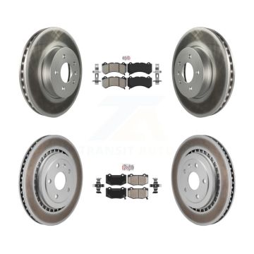 Front Semi-Metallic Rear Ceramic Pads And Coated Disc Brake Rotors Kit For Cadillac ATS V KGA-105967