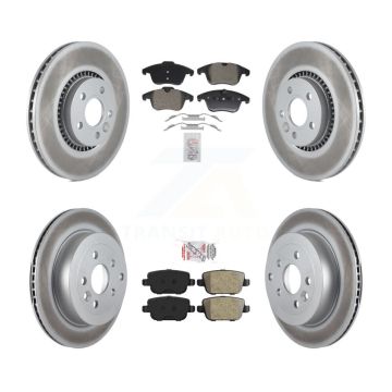 Front Rear Semi-Metallic Pad And Coated Disc Brake Rotor Kit For 2008-2011 Land Rover LR2 KGA-106011