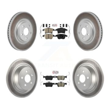Front Ceramic Rear Semi-Metallic Pad Coat Brake Rotors Kit For 2017-2020 Lincoln MKZ 2.0L KGA-106099