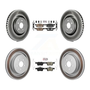 Front Ceramic Rear Semi-Metallic Pad And Coated Disc Brake Rotor Kit For Lincoln Nautilus KGA-106103