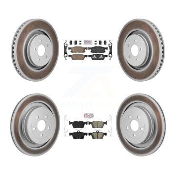 Front Ceramic Rear Semi-Metallic Pad Coat Brake Rotor Kit For 2019 Ford Edge ST with 2.7L KGA-106105