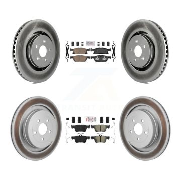 Front Ceramic Rear Semi-Metallic Pad And Coated Disc Brake Rotor Kit For Lincoln Nautilus KGA-106107